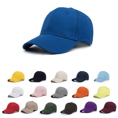 Stock Solid Color Cotton 6-Panel Baseball Cap w/ Metal Tuck