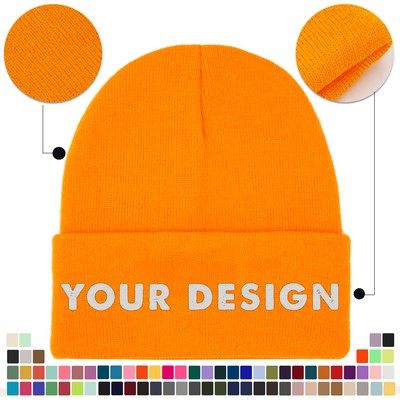 Embroidery Knitted Cuffed Beanie